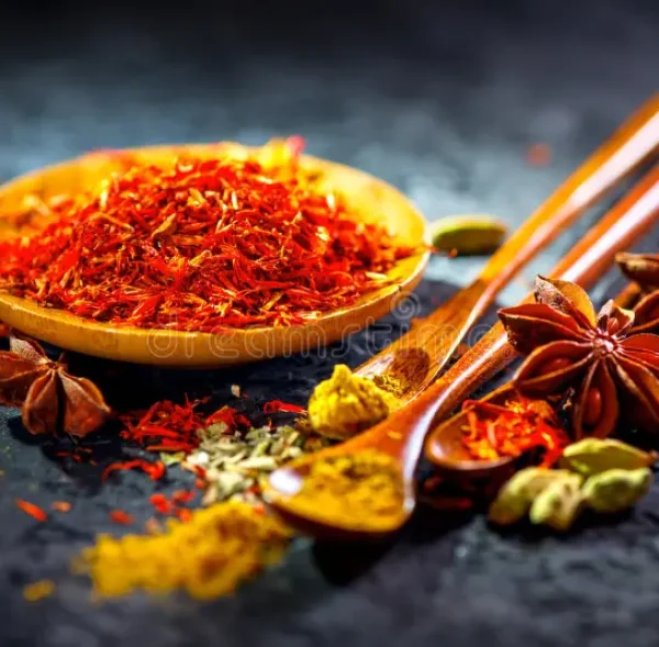 saffron-various-indian-spices-black-stone-table-spice-herbs-slate-background-saffron-various-indian-spices-black-121361163